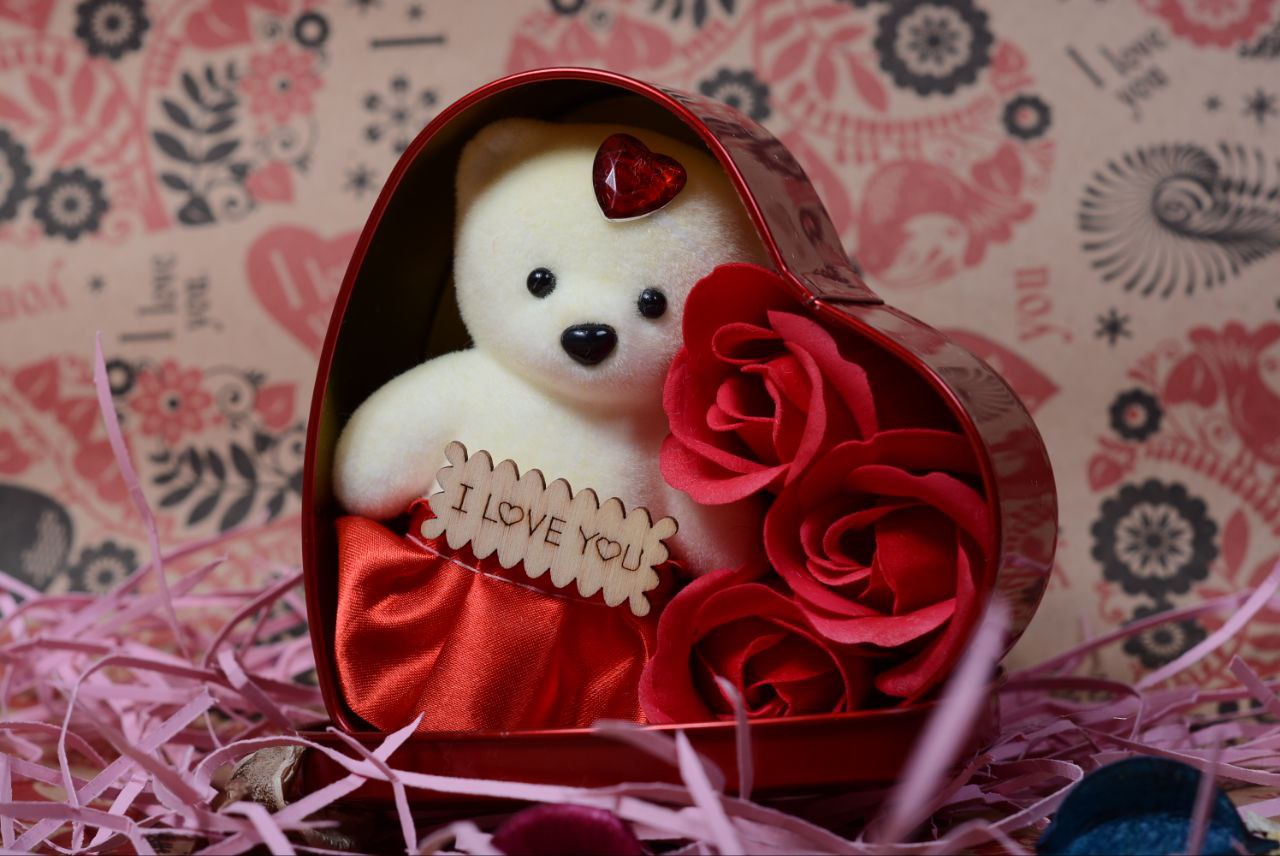 باکس خرس و گل قلبی